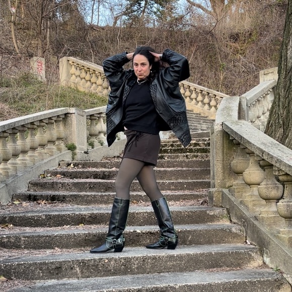 Vera Pelle 80s vintage batwing leather jkt w/printed viscose lining Looks New! - Picture 10 of 14